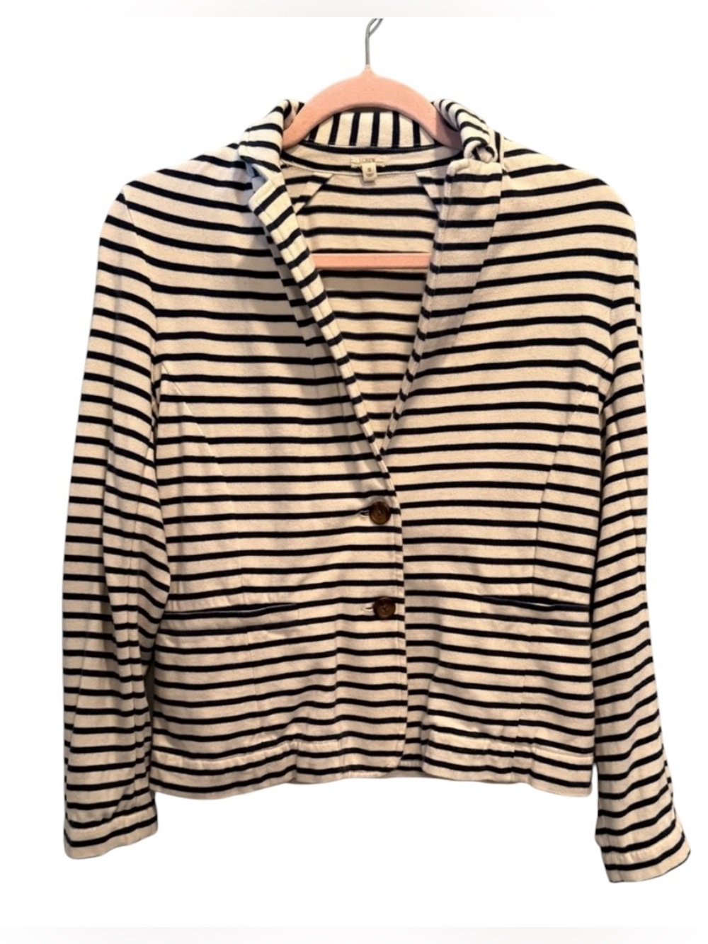 J. Crew Navy and White Striped Blazer Small Nautical Preppy Business Casual